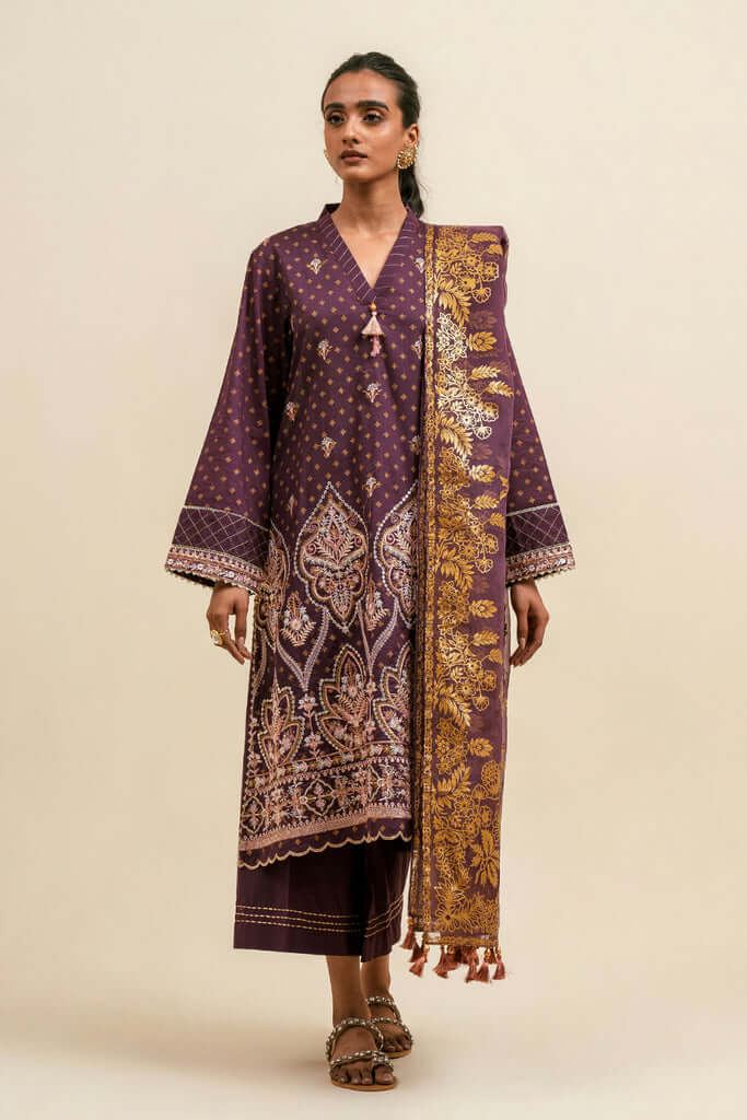 Mauve Adorn Embroiderd 3P Lawn